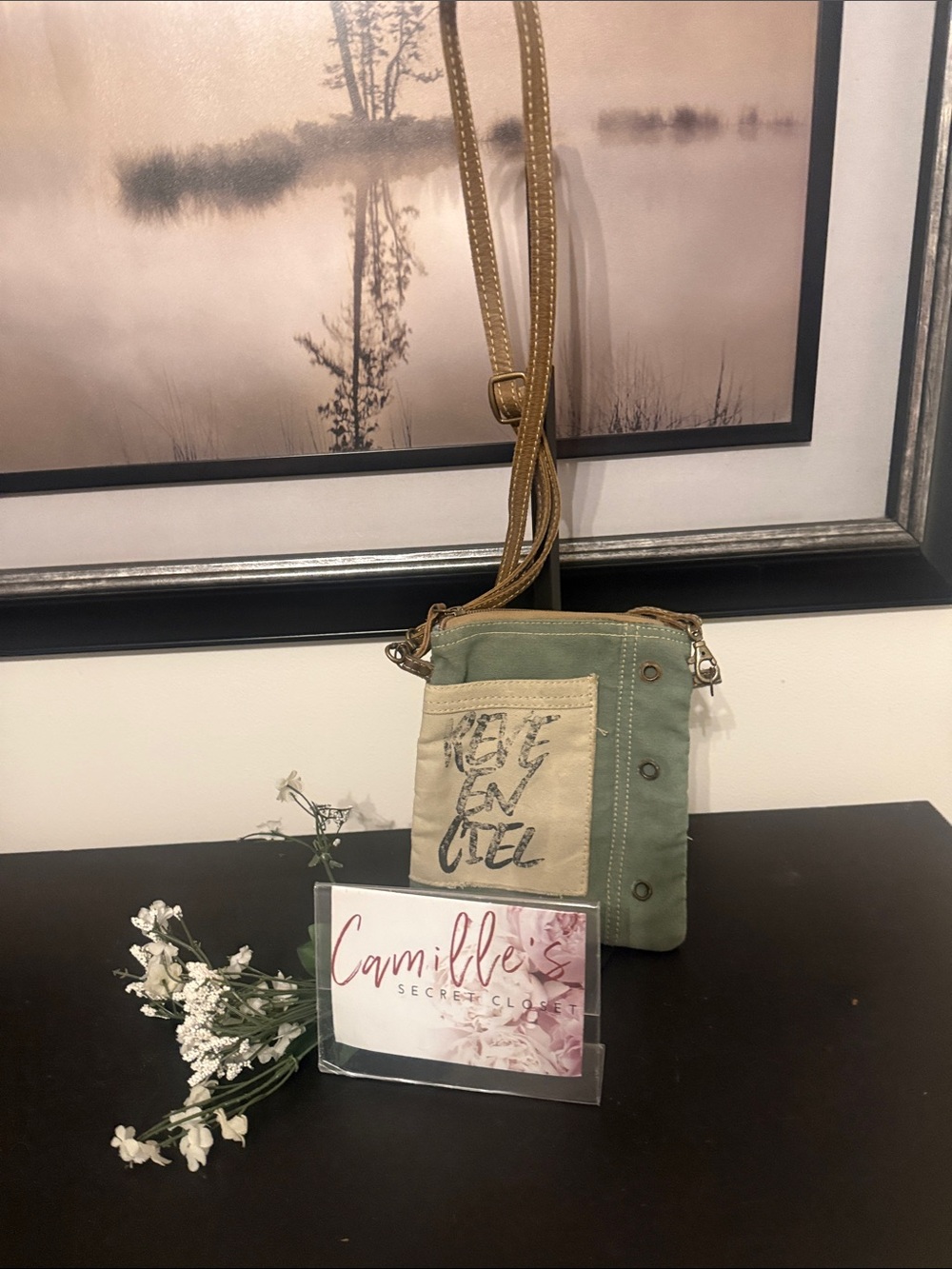 Chloe & Lex Boho Green Canvas
Crossbody Bag Coquette Reve En Ciel Canvas